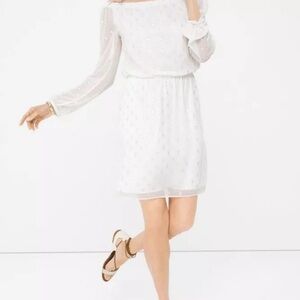 WHBM White Dress with Gold accents Size L NWT